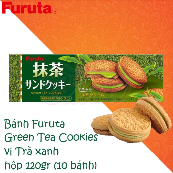 Bánh Furuta Green Tea Cookies vị Trà xanh hộp 120gr (10 bánh)