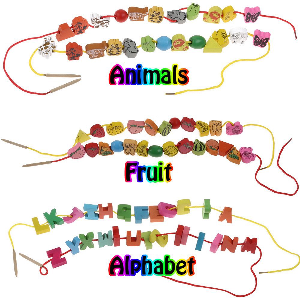 Bộ đồ chơi xỏ dây sâu hạt gỗ cho bé