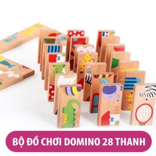 Trò chơi xếp hình🍉Freeship🍉Bộ DOMINO XẾP HÌNH NỐI TIẾP 28 THANH, xếp hình thông minh