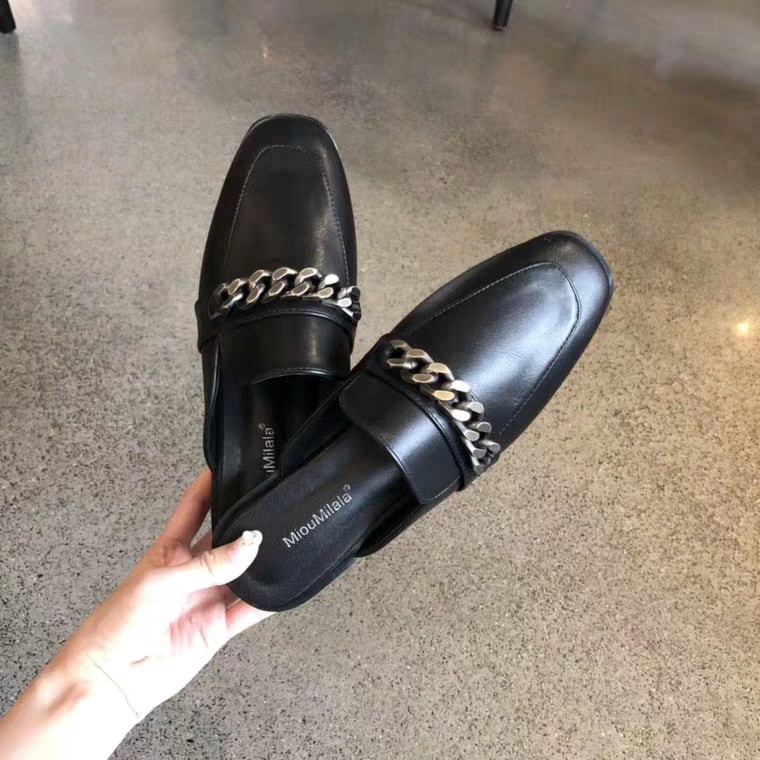 Giày sục da dây xích cao cấp [VIDEO +ẢNH THẬT SHOP CHỤP]sẵn đen đủ size