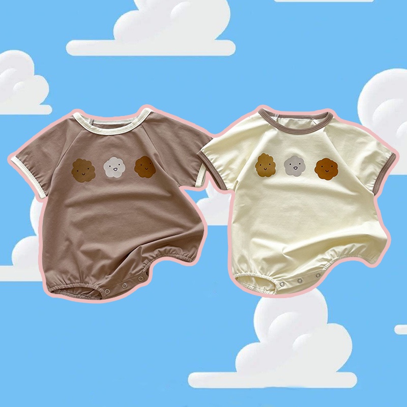 Áo Liền Quần Ngắn Tay Họa Tiết Hoạt Hình Phong Cách Hàn Quốc Thời Trang Mùa Hè Cho Bé