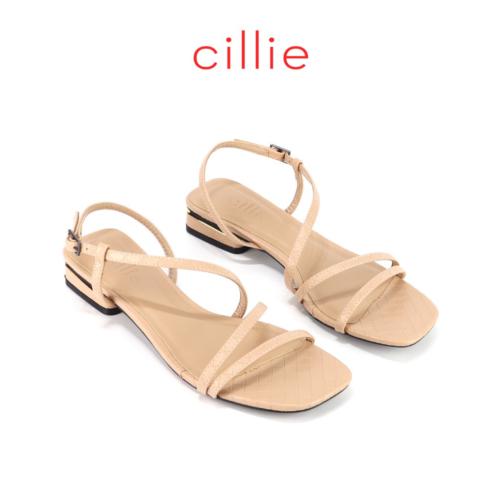 Giày sandal nữ mũi vuông quai dây thời trang du lịch đi chơi với màu pastel mới nhất gót phủ bạc cao 2cm Cillie 1160