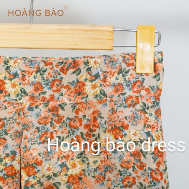 Chân váy hoa nhi dáng midi dài cạp kéo khóa ôm khít eo vải voan chinfon siêu đẹp.