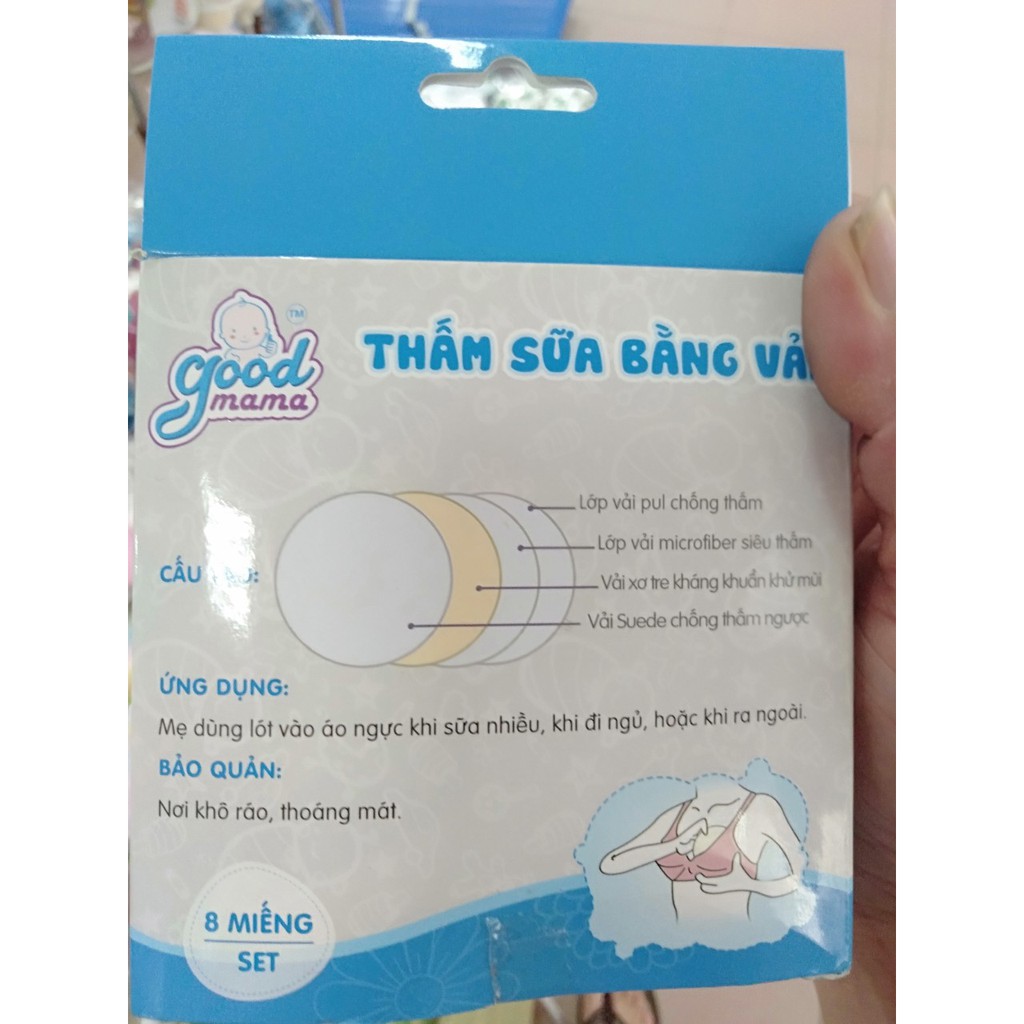 Miếng lót thấm sữa bằng vải good mama (hộp 8miếng)