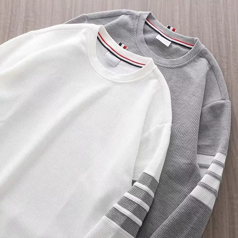 Áo Sweater Tay Dài Cổ Tròn Dáng Rộng Họa Tiết Kẻ Sọc Phong Cách Hip hop Thời Trang Cho Nam Size M-3XL