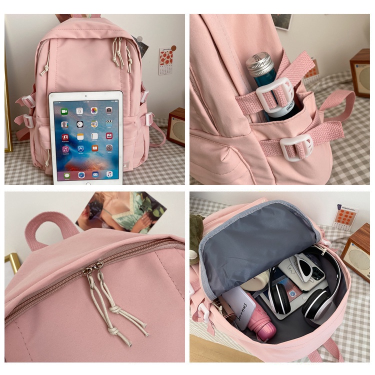 Balo JASMIN NOIR vải canvas cỡ lớn thiết kế đơn giản thời trang đi học/ du lịch dành cho nữ