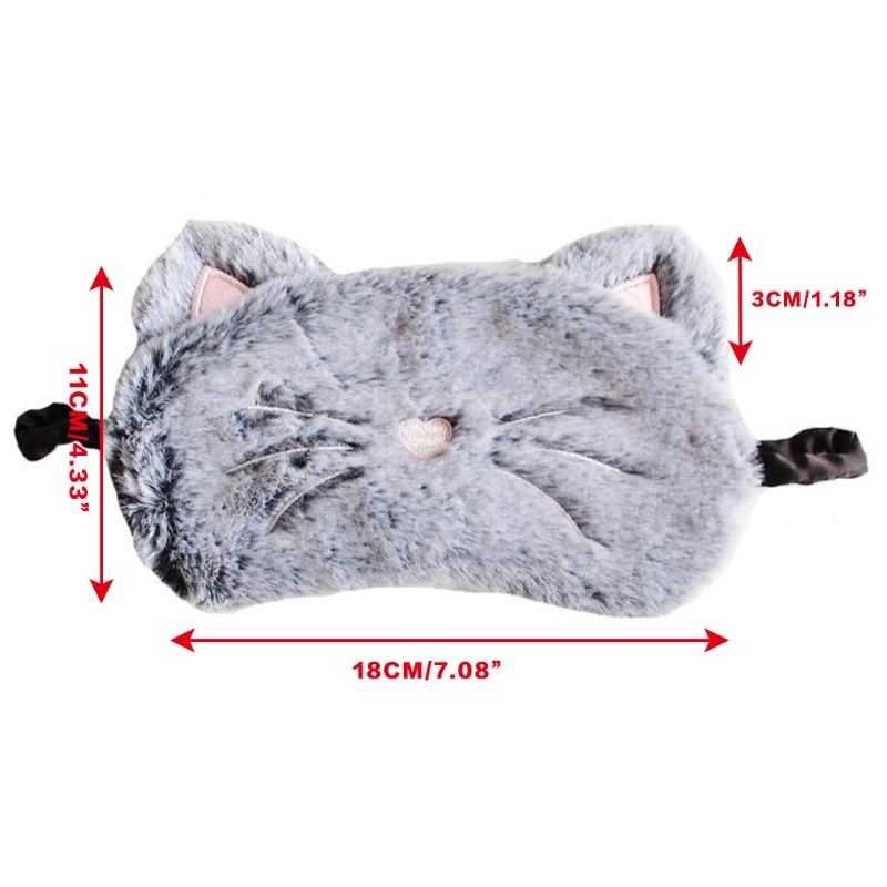 Bịt Mắt Hình Mèo 3D Bằng Lông Nhung Dễ Thương Vui Nhộn