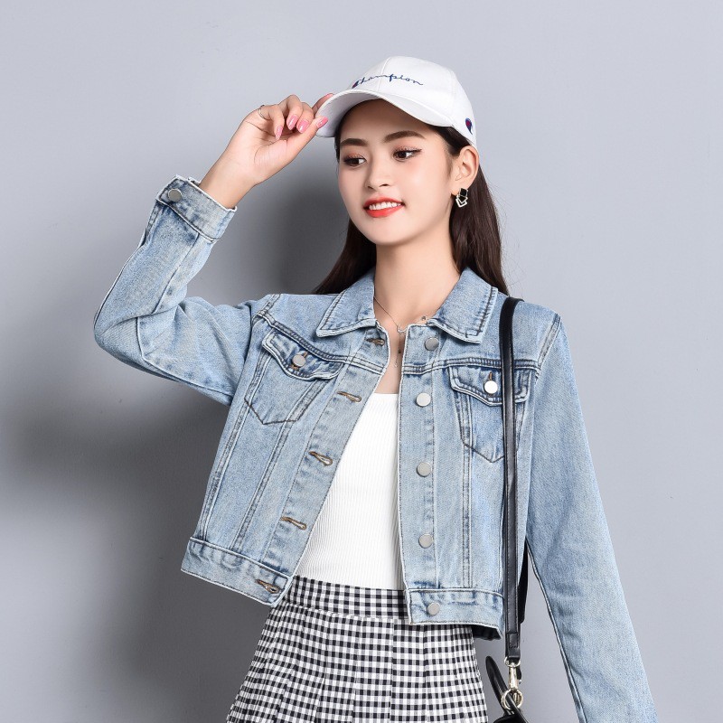 Áo Khoác Denim Dáng Ngắn Form Ôm Phong Cách Hàn Quốc 2020