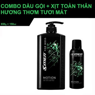 Combo Dầu gội nước hoa X-Men for Boss Motion 650g + Xịt khử mùi X-Men for Boss Motion 150ml
