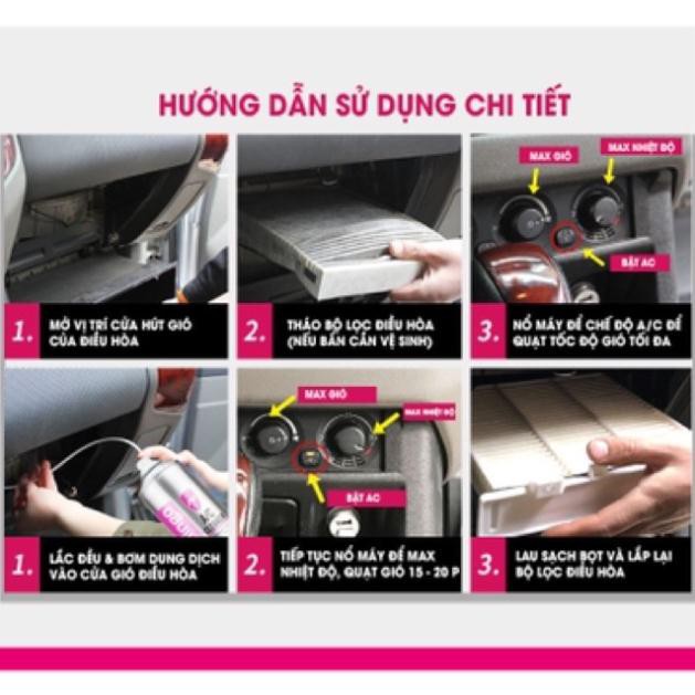 Bình xịt bọt vệ sinh làm sạch, xịt khử mùi điều hoà dàn lạnh  ô tô Flamingo 500ml