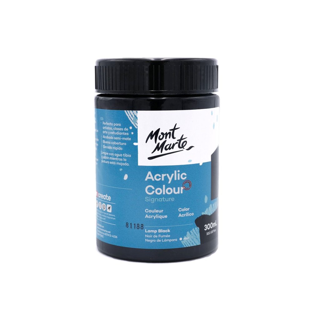 Màu Acrylic Mont Marte 300ml - Lamp Black - Acrylic Colour Paint Signature 300ml (10.1oz) - MSCH3032