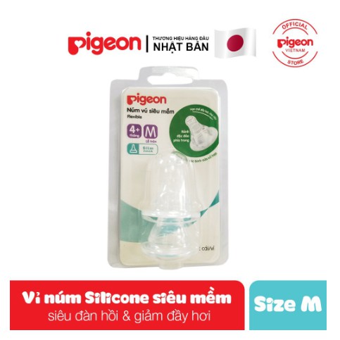 Núm Vú Pigeon Siêu Mềm Cổ Hẹp Vỉ 2 Cái Thay Thế Cho Bình Sữa Cổ Hẹp Pigeon Và Bình Cổ Hẹp Khác