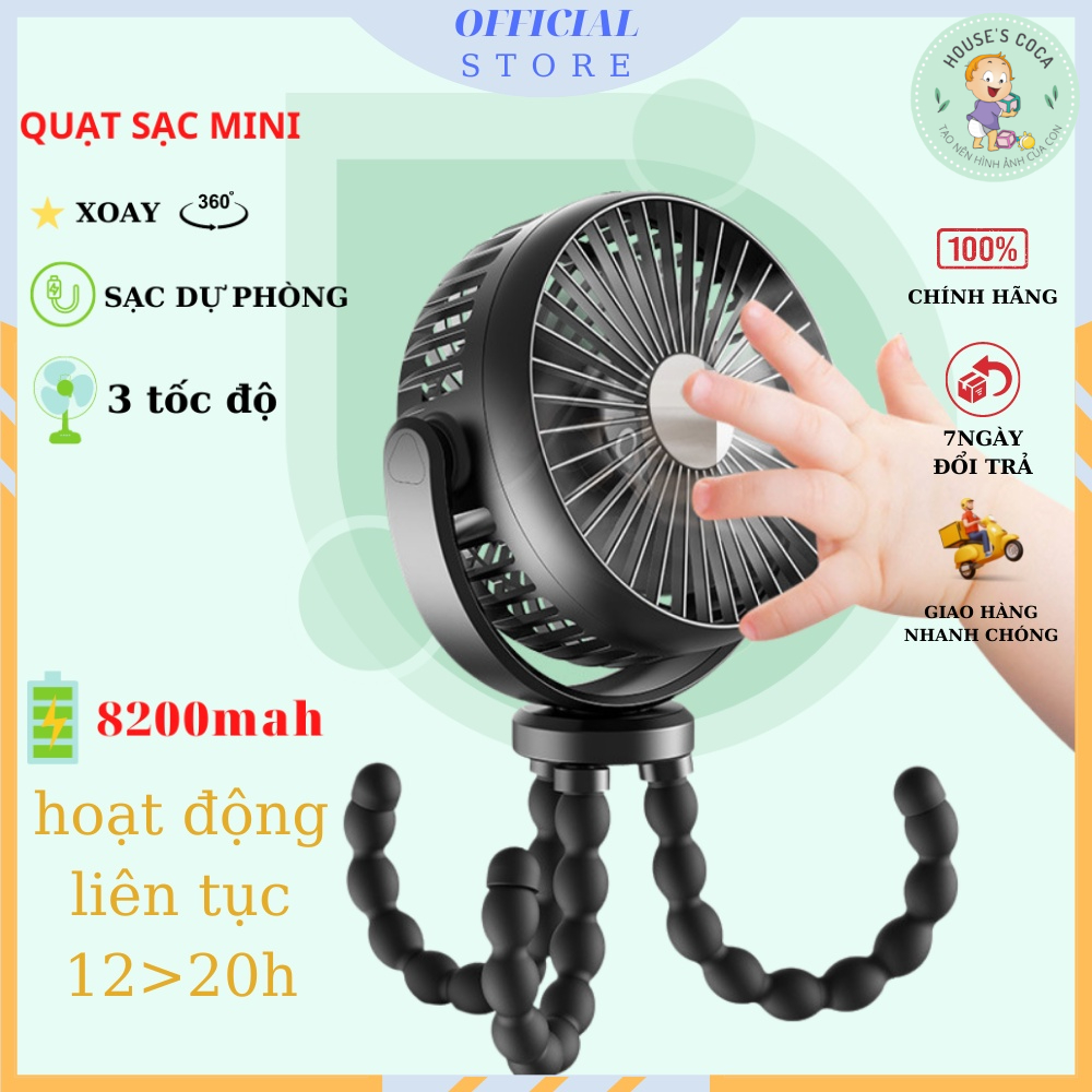dung lượng pin 8200mAh sạc nhanh hiện thị 3 tốc độ gió