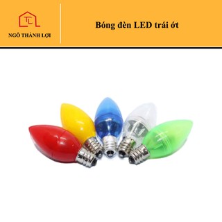 Bóng led ớt màu đỏ, trắng, xanh, vàng, đèn trái ớt trang trí bàn thờ, bóng đèn LED ( vĩ 2 bóng )