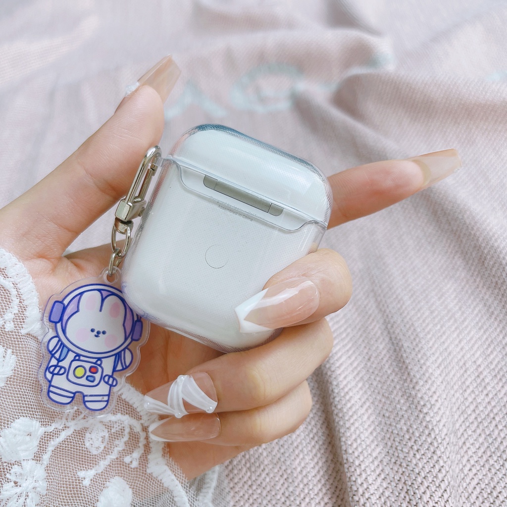 Vỏ Bảo Vệ Hộp Sạc Tai Nghe Airpods 3 Pro 2 Trong Suốt Họa Tiết Hoạt Hình Chú Thỏ/ Hành Tinh/ Gấu Dễ Thương Thời Trang 2021 Ốp