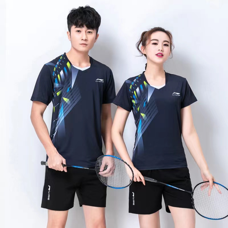 Li Ning Áo Đồng Phục Thể Thao Tay Ngắn Nhanh Khô Cho Nam Và Nữ Tập Luyện Cầu Lông