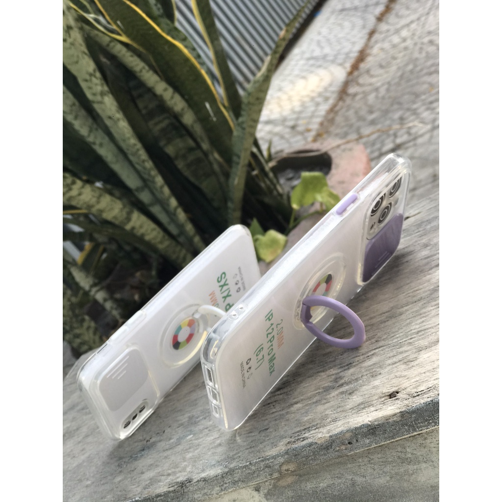 Ốp lưng iPhone TPU dẻo tích hợp chân đế và thanh trượt ngang bảo vệ camera, dày 2mm chống sốc hiệu quả