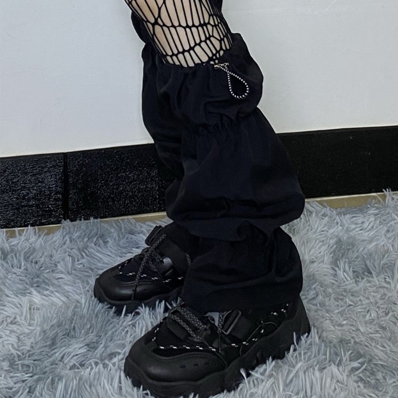 Cặp vớ ống chân giữ ấm phong cách gothic punk màu đen dành cho nữ