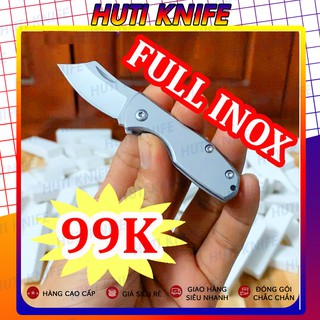 Dao phượt gấp gọn lưỡi rìu fulltan có móc khóa kim loại cao cấp HUTI KNIFE Rìu INOX