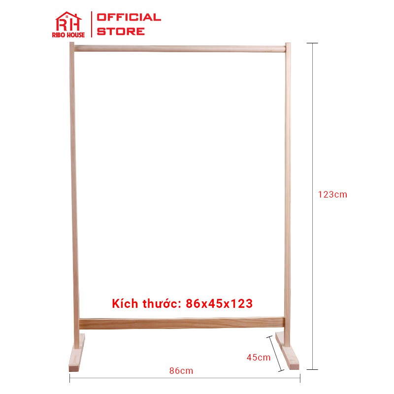 Giá treo quần áo RIBO HOUSE Single Hanger treo nhiều bộ quần áo gỗ tự nhiên nội thất phòng ngủ RIBO1