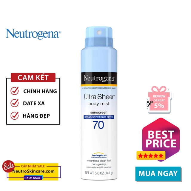 Xịt chống nắng Neutrogena Ultra Sheer Body Mist SPF 70