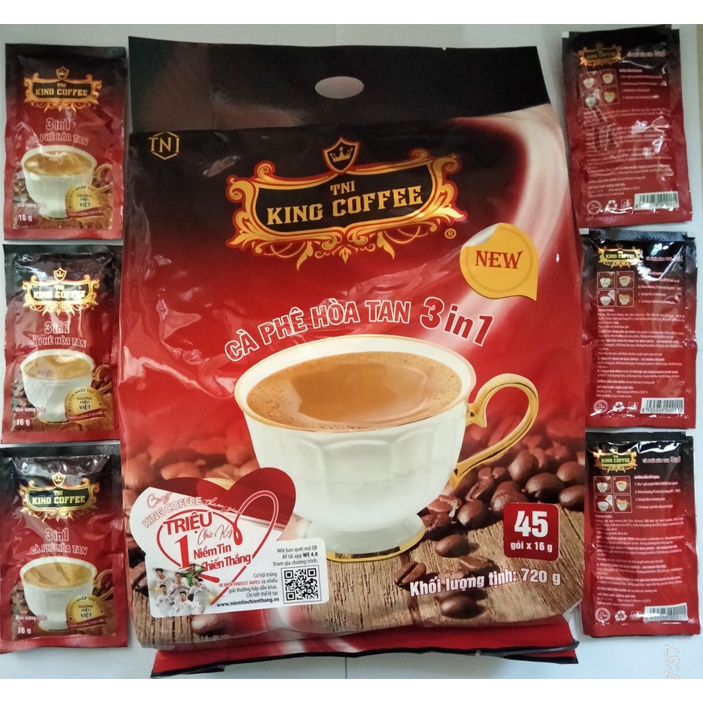 Cà Phê Hòa Tan 3in1 TNI King Coffee (16gr x 45 gói)