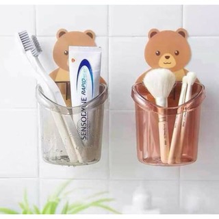 Cốc dán tường hình gấu ♥️FREESHIP♥️ đựng bàn chải, kem đánh răng siêu dính tiện lợi