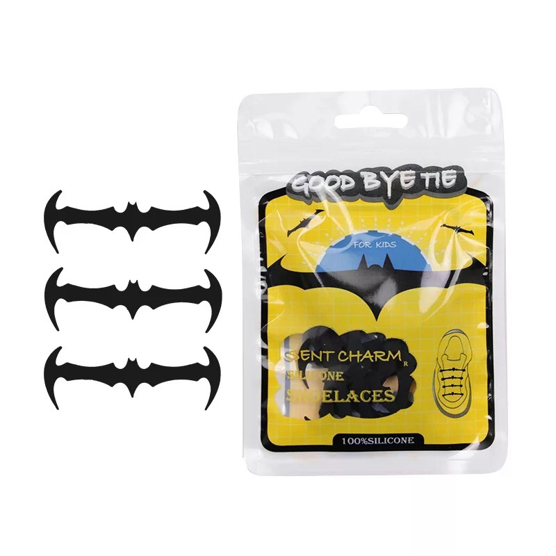 1 / 1 Set Dây Giày Silicone Đàn Hồi Không Cần Buộc Hình Dơi Cho Trẻ Em