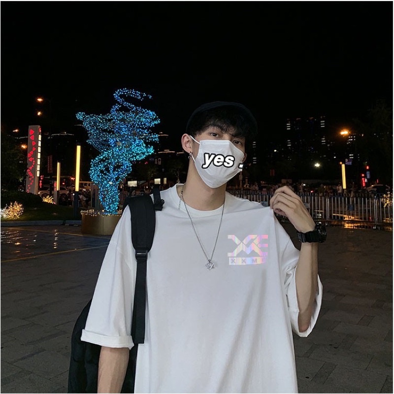 Áo thun nam nữ unisex tay lỡ phản quang M7 under Có Bigsize áo phông tay lỡ form rộng streetwear hai màu trắng đen