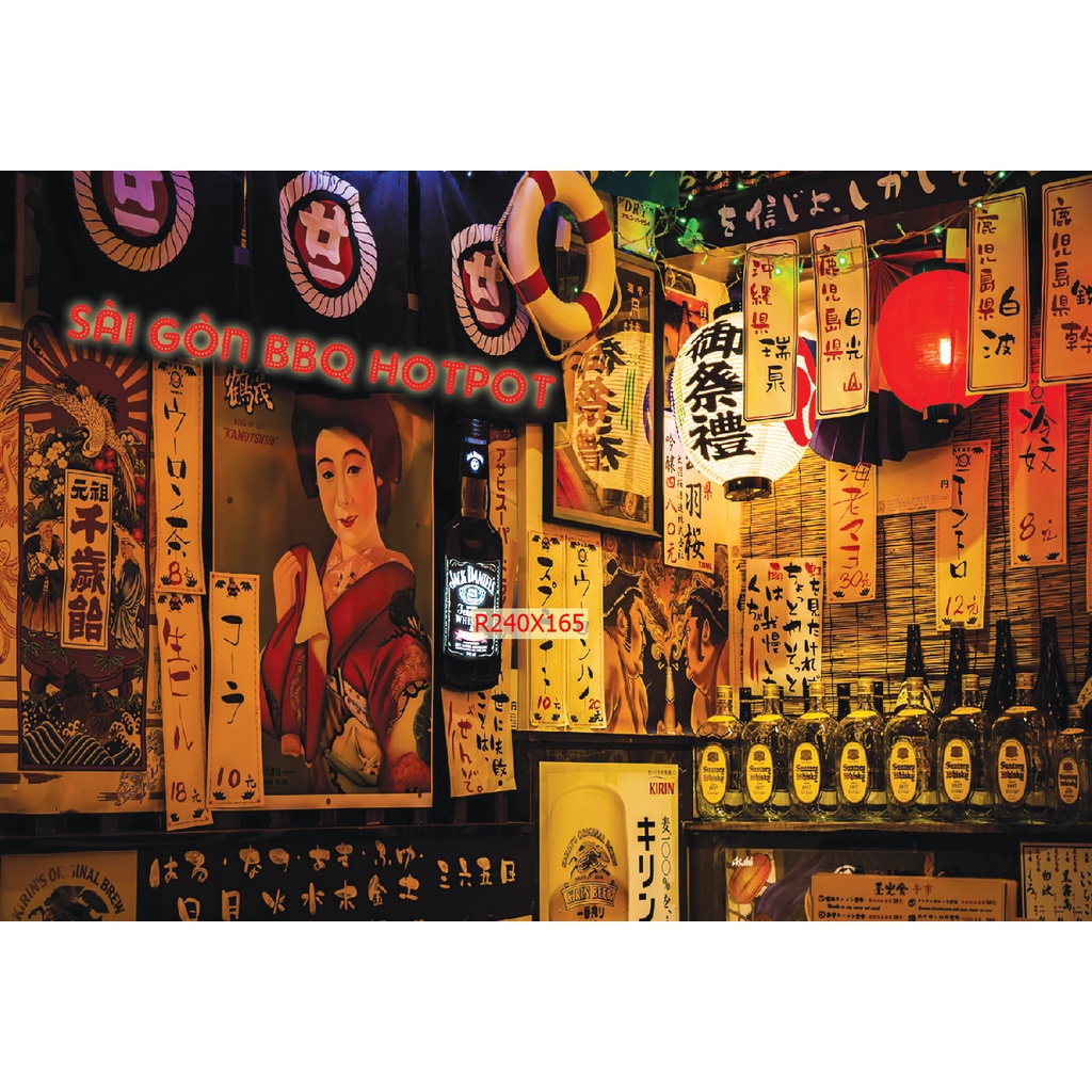 Tranh dán tường Trang Trí Cửa Hàng cao cấp đường phố Tokyo – Nhật Bản chống nước, không phai