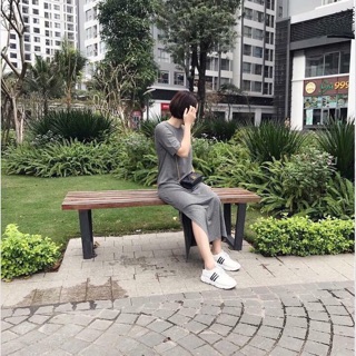 Đầm midi xẻ cạnh thun dư