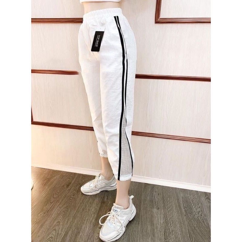 Quần Jogger đũi nữ💝FREESHIP💝 vải đũi phối lưới bo gấu cực kỳ trẻ trung phong cách || ANVU STORE XMAV02