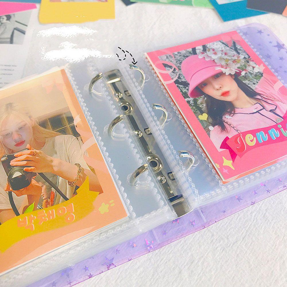 DORAW DIY Craft Mini Photo Album Portable Photocard Collect Kpop Photocard Holder Book Picture Storage Transparent Photocard Sleeves 1/2/3 inch Cards Organizer 3 Ring Binder Photo Card