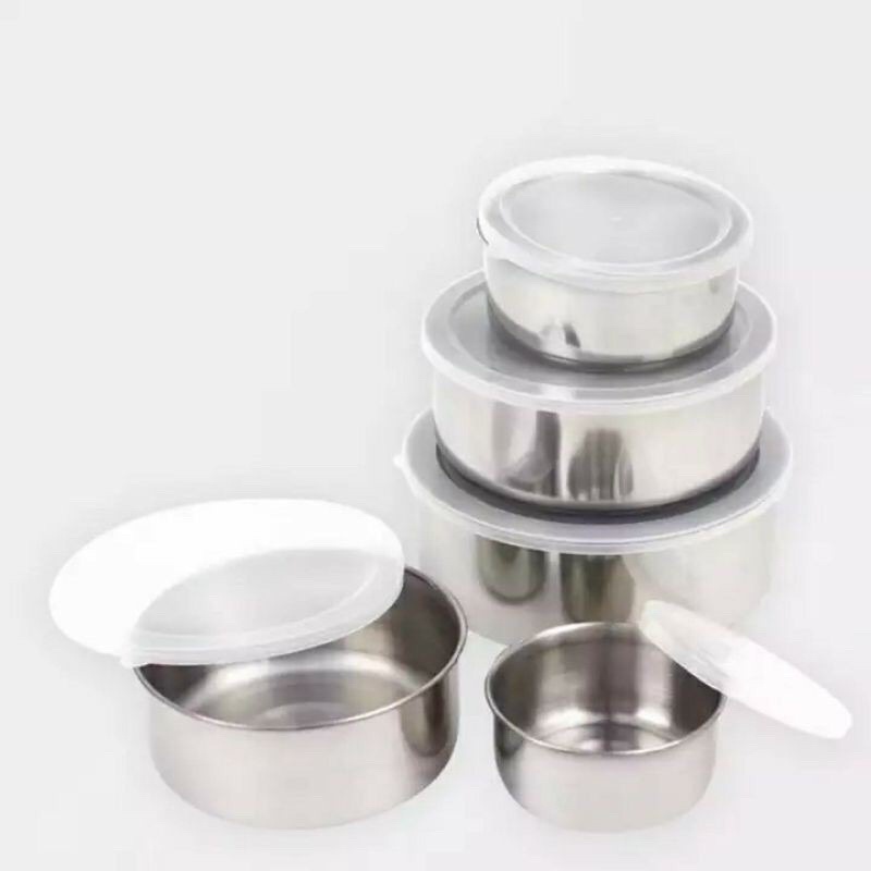 Bộ 5 bát inox đựng thực pphẩm kèm nắp