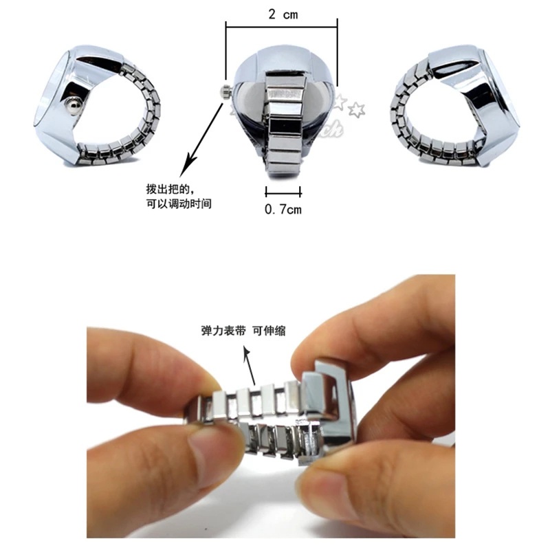 Đồng Hồ Dạng Nhẫn Đeo Tay Mini Co Giãn Dễ Thương Sáng Tạo Phong Cách Hàn Quốc Cho Cặp Đôi / Học Sinh