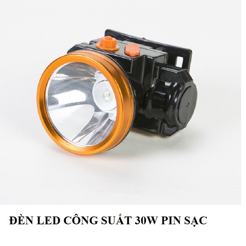 Đèn Led đội đầu 30W pin sạc dung lượng cao 2000mAh kèm củ sạc và dây đeo