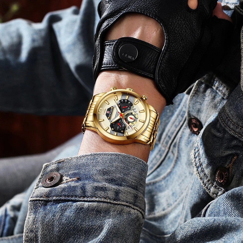 Đồng Hồ Quartz Chronograph Chống Thấm Nước Chất Liệu Thép Không Gỉ 81013 Thời Trang Cho Nam