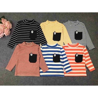 Combo 2 ri áo cotton len kẻ túi ngực