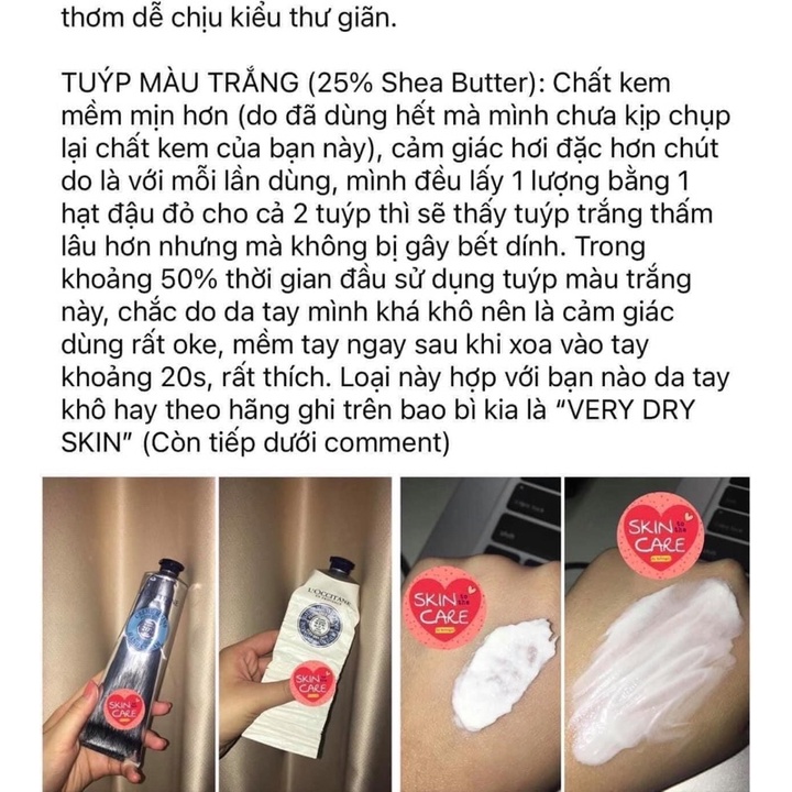 Kem dưỡng da tay Loccitane bơ đậu mỡ 25% shea butter fullsize 150ml