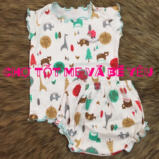 BỘ THUN COTTON HOTTGA MẶC MÁT CHO BÉ GÁI SƠ SINH-9KG