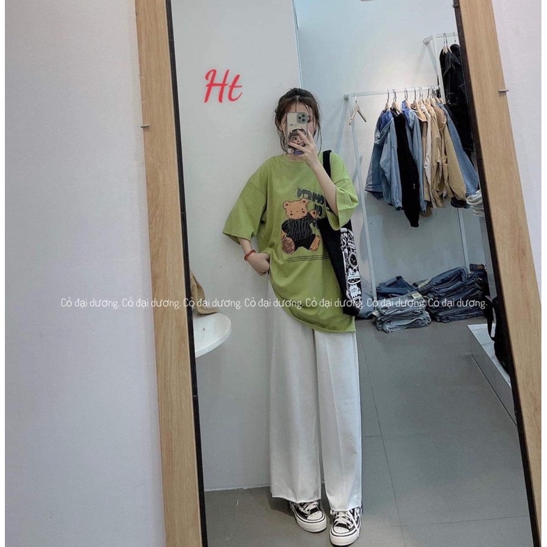 Sét áo gấu nâu+quần xuông trắng HT11