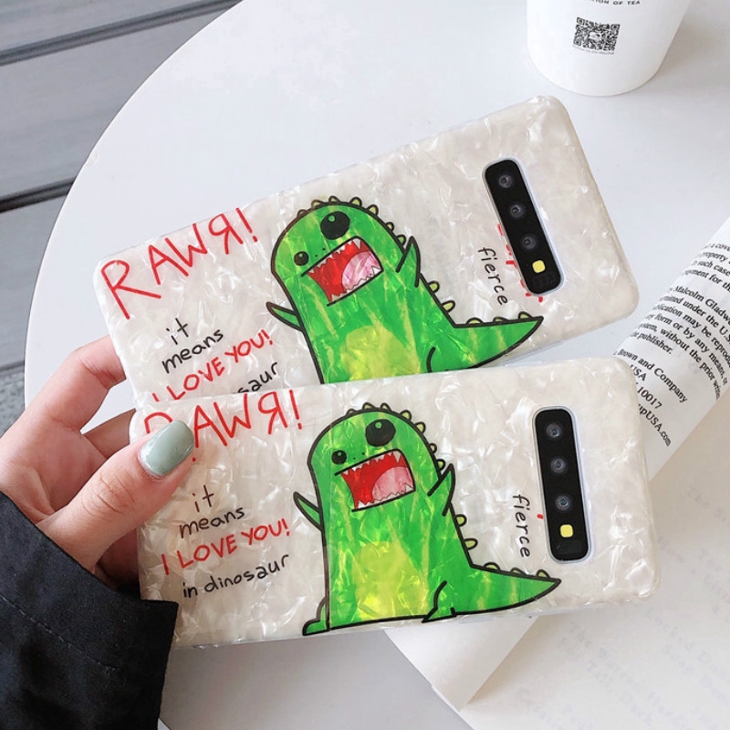 Ốp điện thoại nhựa TPU in hình ảnh Khủng long dễ thương cho Samsung Galaxy S8 S9 S10 Plus Note 8 9