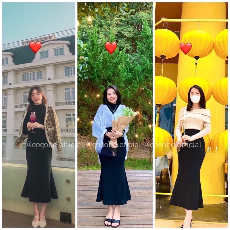 Chân váy đuôi cá dáng dài ôm body Hàn Quốc loe tôn dáng Cocobe CVL01 Freesize từ 40-60kg