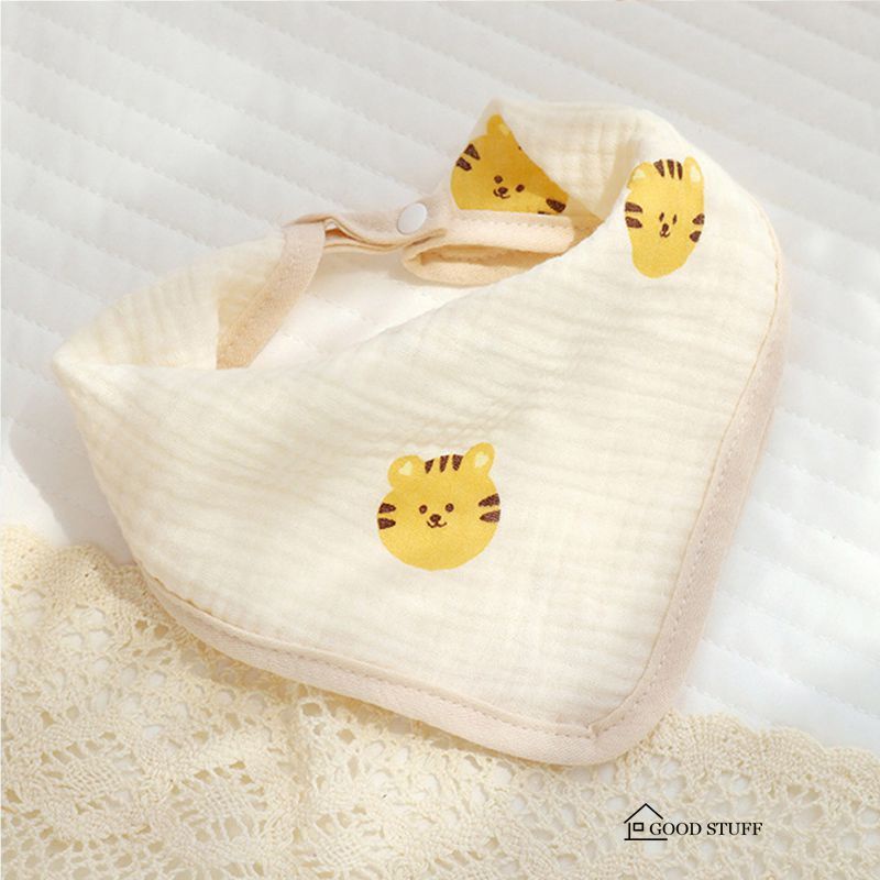Yếm Ăn Hình Tam Giác Hai Lớp Bằng Cotton Dễ Thương Cho Bé 0-36 Tháng Tuổi