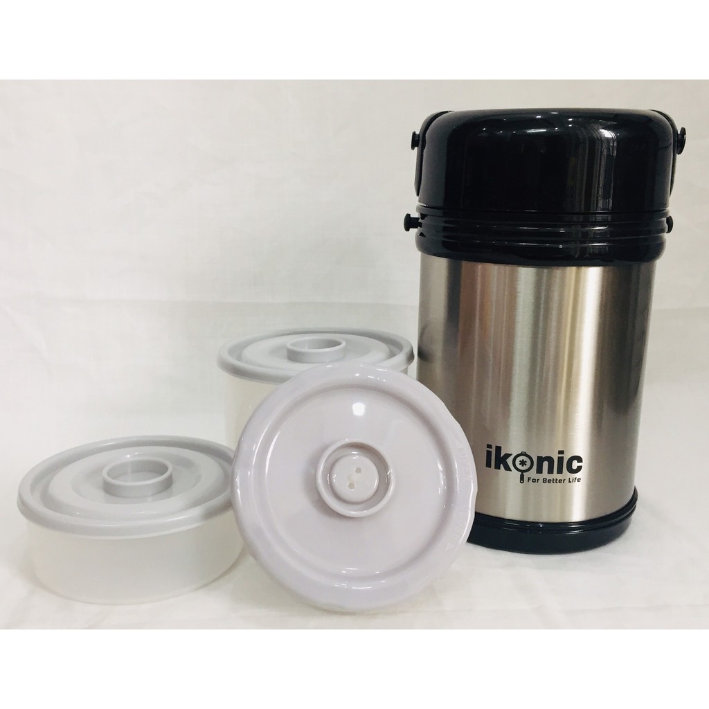 Bình giữ nhiệt đựng thức ăn IKONIC 3 ngăn tháo rời 1800ML