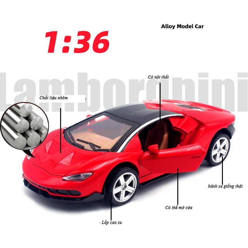 Mô hình xe Lambo Lp770 tỷ lệ 1:36 (đồ chơi cho bé)