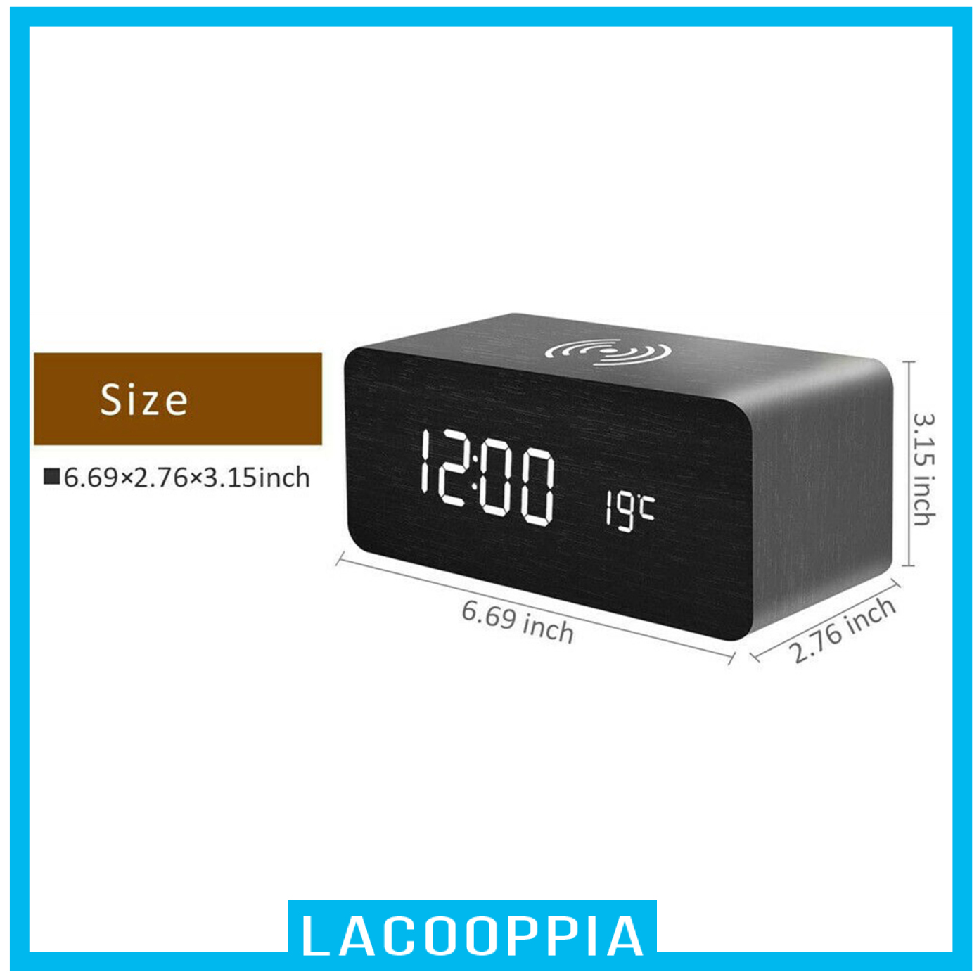 Digital Alarm Clock &amp; Wooden Electronic LED Time Display Temperature Detect