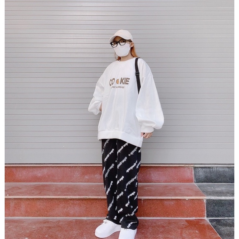 [ ẢNH THẬT ] ÁO SWEATER NỈ COOKIE TRẮNG UNISEX FORM RỘNG (ẢNH THẬT Ở CUỐI) | BigBuy360 - bigbuy360.vn
