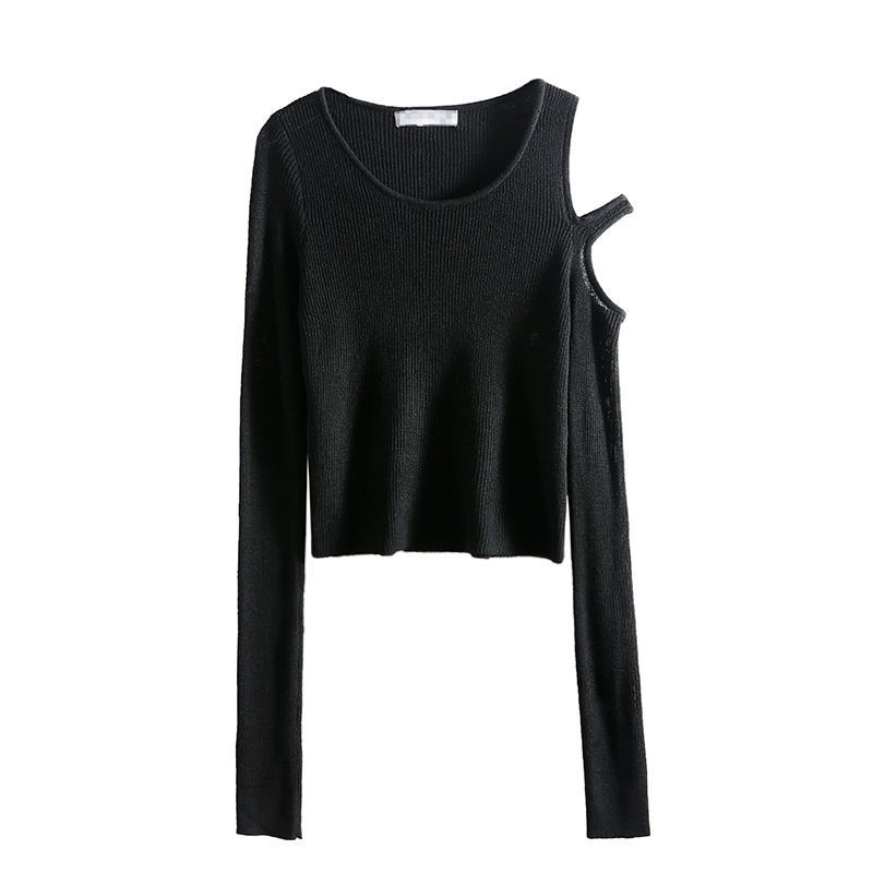 COZOK Áo thun dệt kim tay dài màu sắc đơn giản thời trang cho nữ