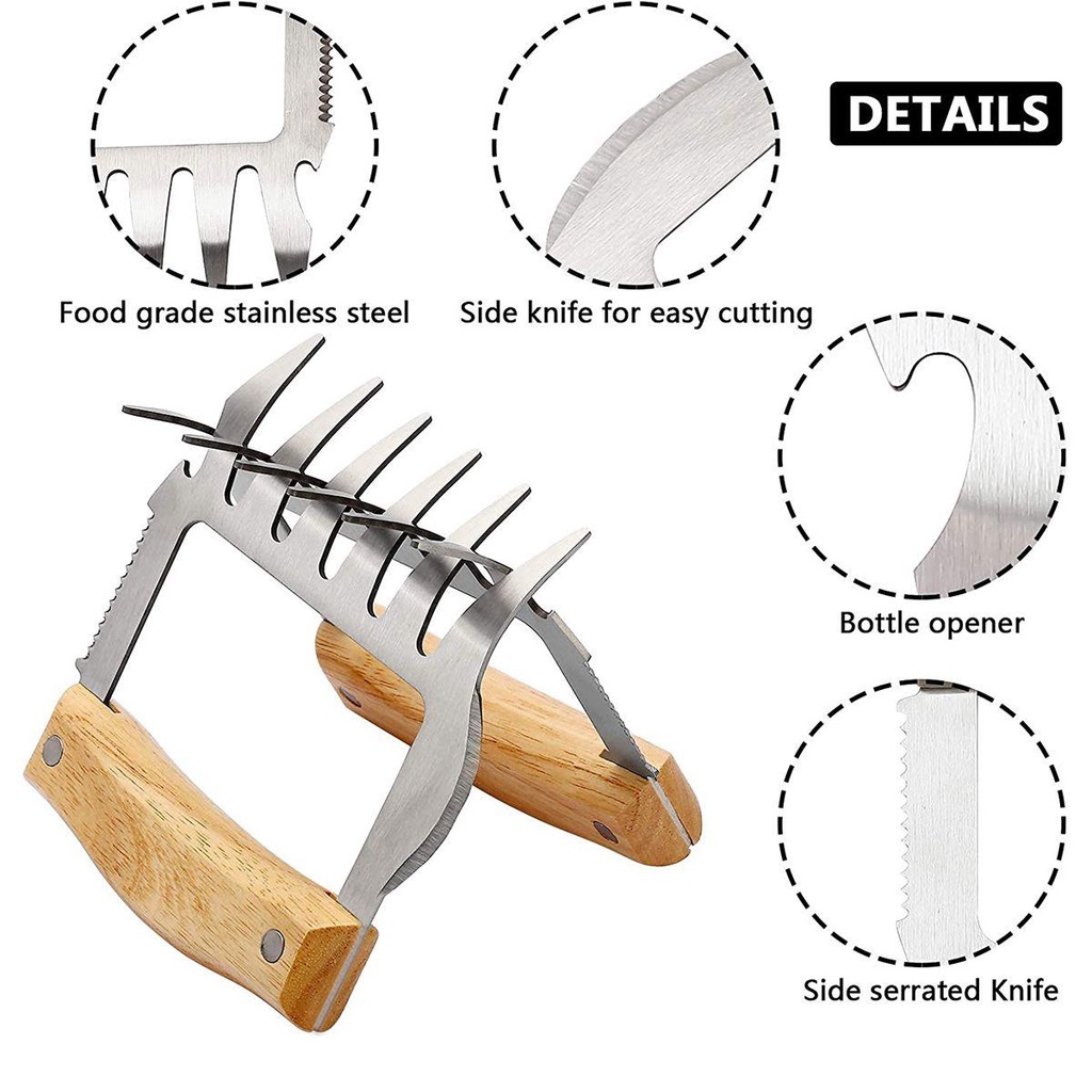 Dụng Cụ Cắt Thịt Bằng Thép Không Gỉ Với Tay Cầm Bằng Gỗ Đa Năng Tiện Dụng